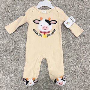 Baby Starters Beige Cow Print Footie